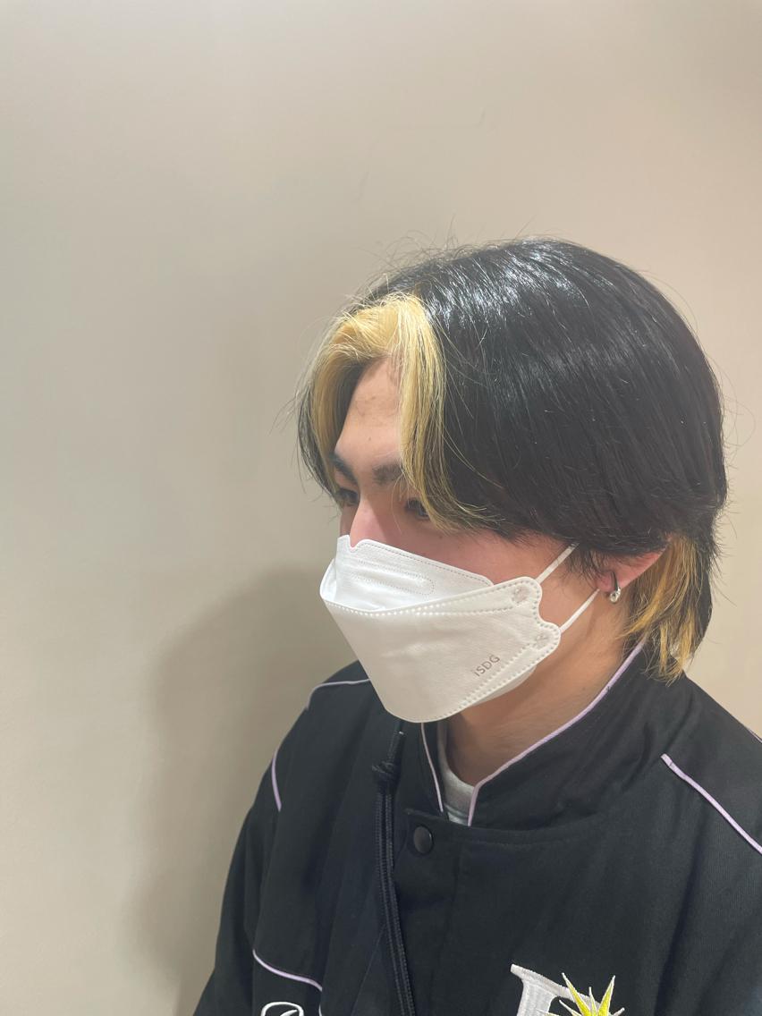 カラー メンズ メンズブリーチ ミストバング ブリーチ  フェイスフレーミング 笠原未稀/カット・ ブリーチ無しカラーのヘアスタイル