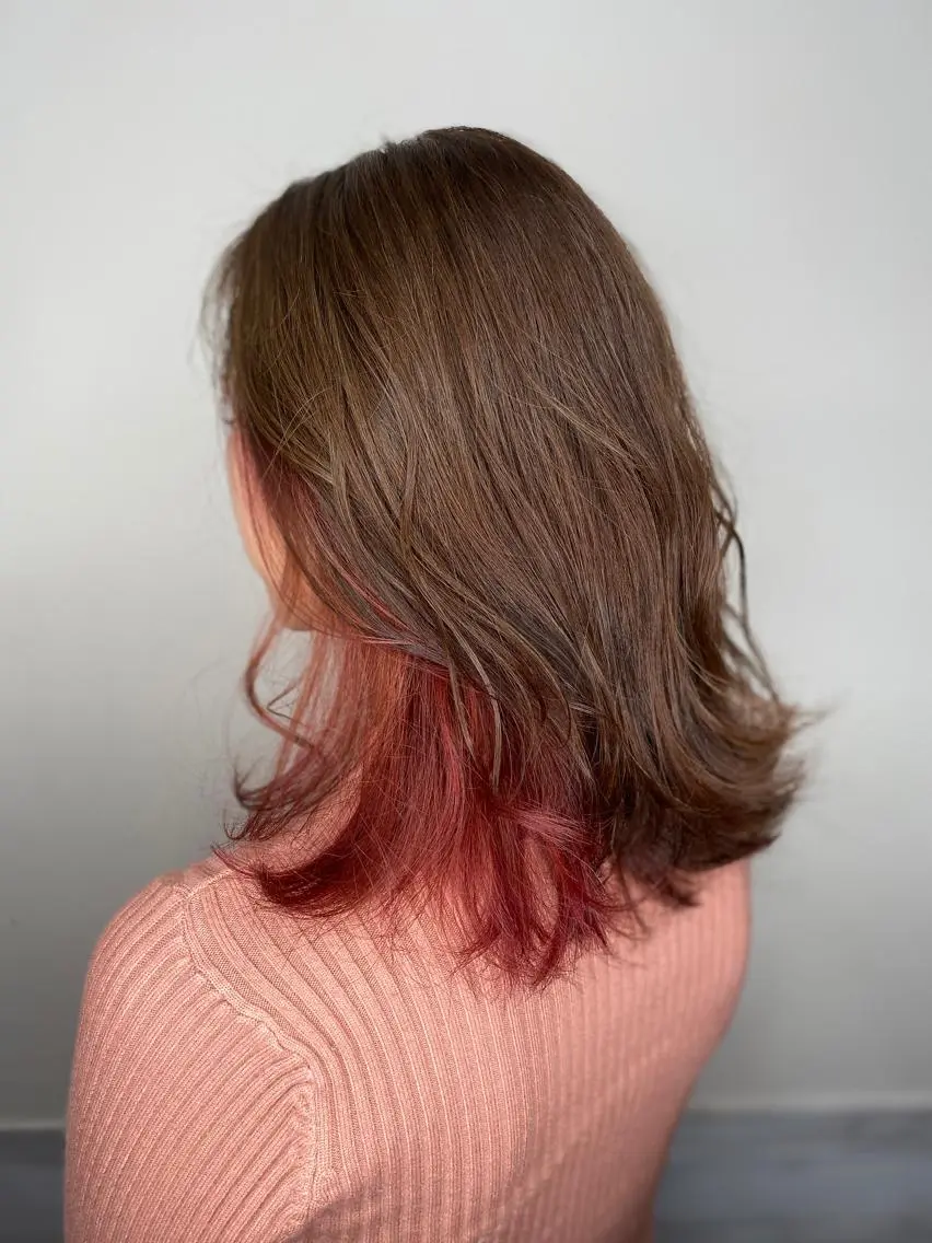 ミディアム カラー ヘアアレンジ ピンクカラー カット ヘアカラー パーマ トリートメント アイラッシュ/美容室 個室/瀬戸 一菜のヘアスタイル
