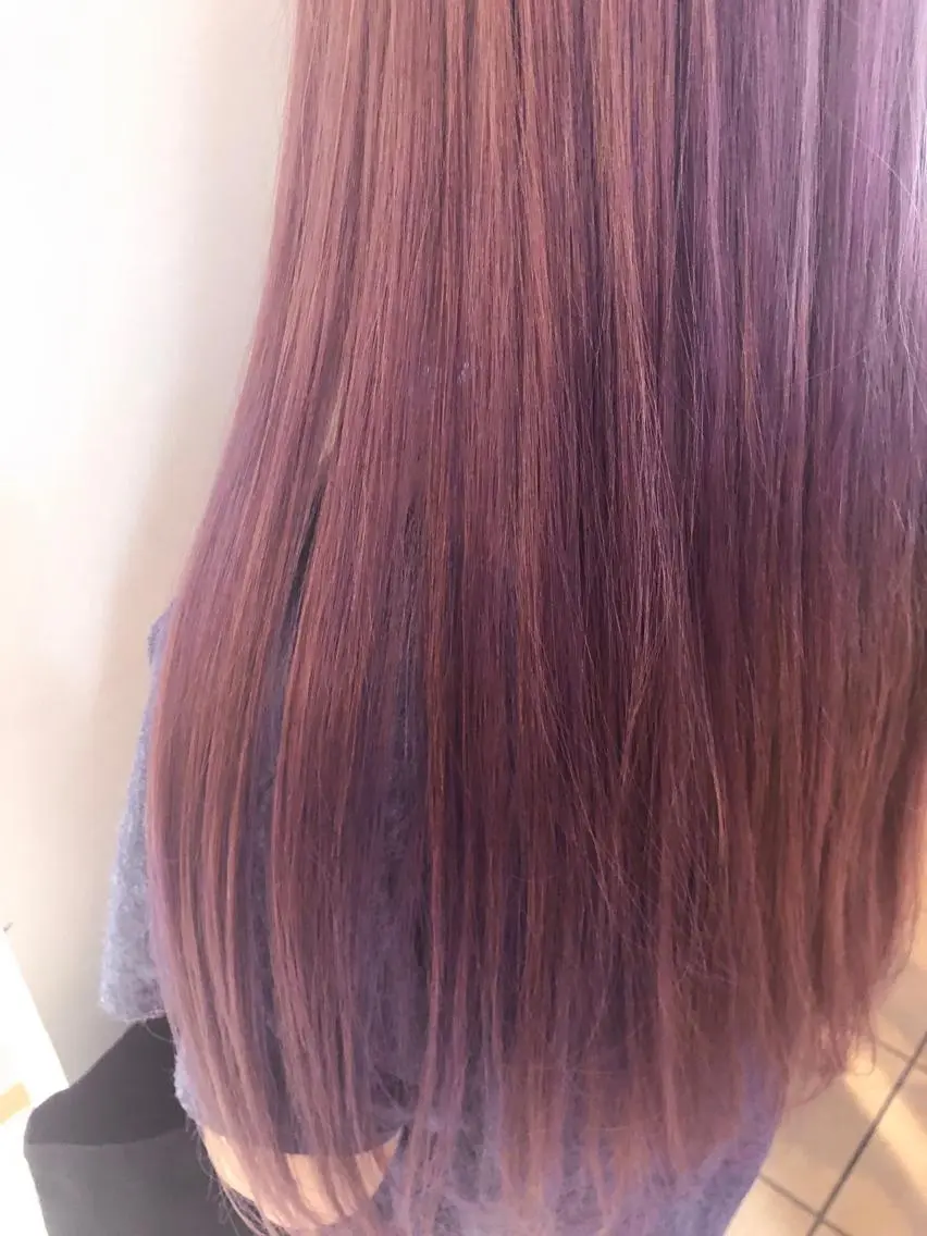 ロング カラー ピンクカラー ヘアカラー トリートメント 韓国hair ·͜· watanabeのヘアスタイル