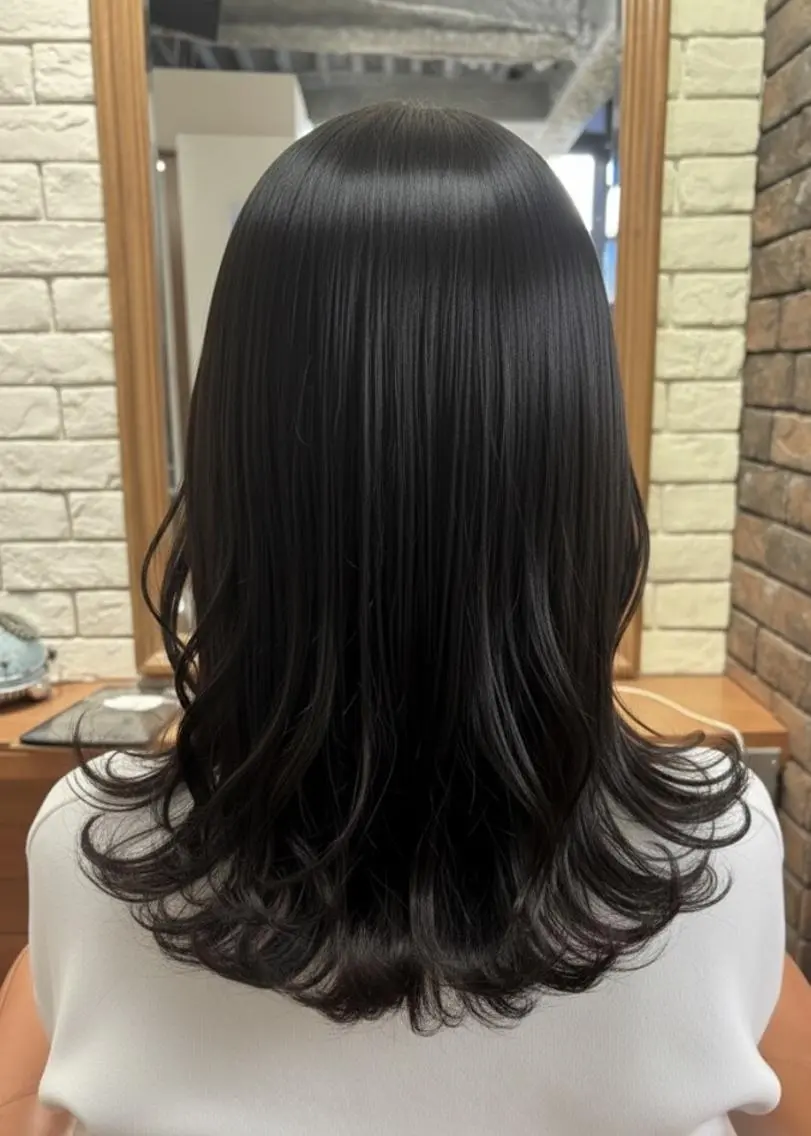 ミディアム 外ハネヘア カット パーマ 縮毛矯正 トリートメント ヘッドスパ flencia 丸 和博｜カットのヘアスタイル