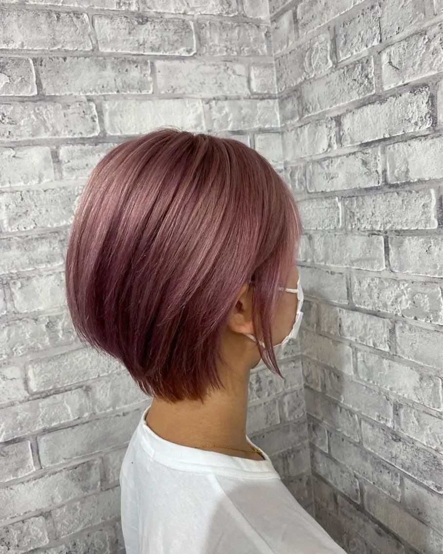 ショート カラー ヘアアレンジ アッシュ アッシュグレー アッシュグレージュ バレイヤージュ ミストバング ヘアカラー Bob&ハイトーン 専門家CHIHIROのヘアスタイル