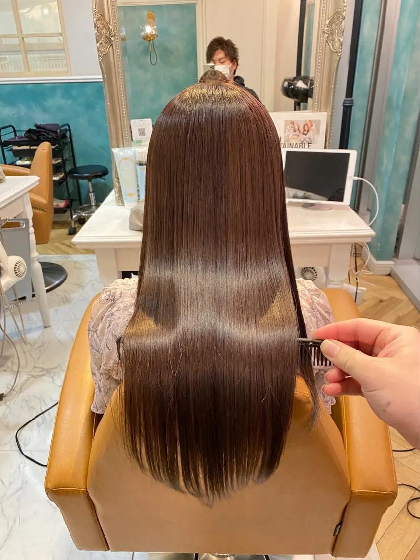 ミディアム カット 縮毛矯正 トリートメント ❣️髪質改善/ 美髪矯正/沼座悠人のヘアスタイル
