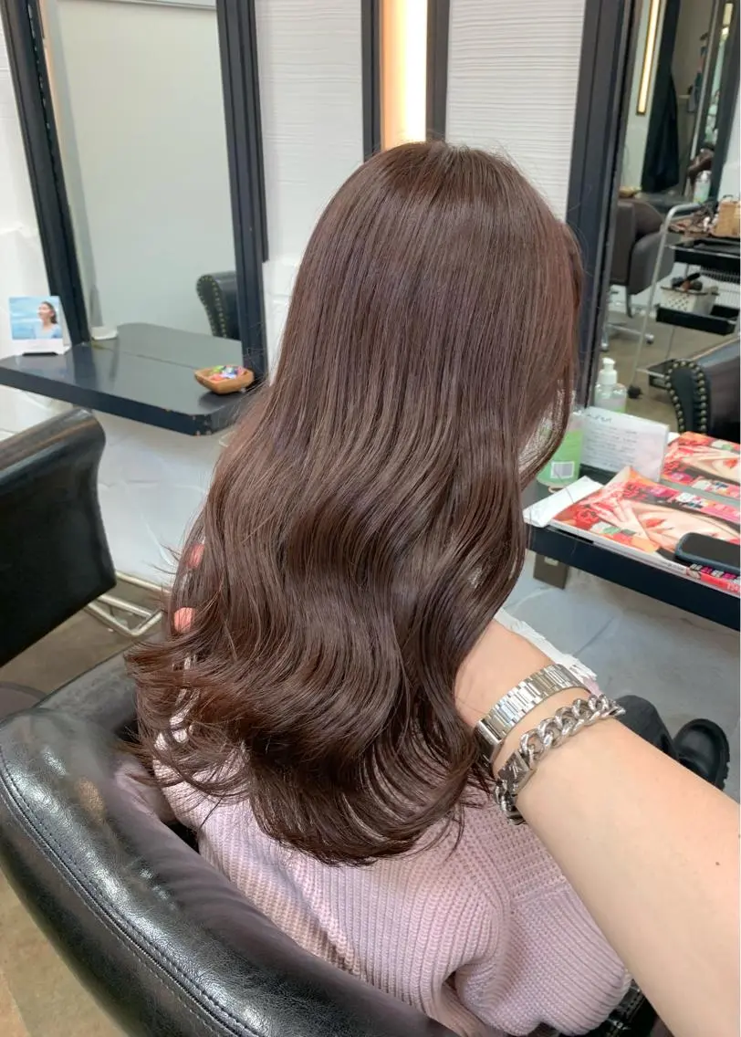 ミディアム カラー ベージュカラー ブリーチ ブリーチなしカラー ピンクカラー ピンクベージュ 矢野 晃平のヘアスタイル