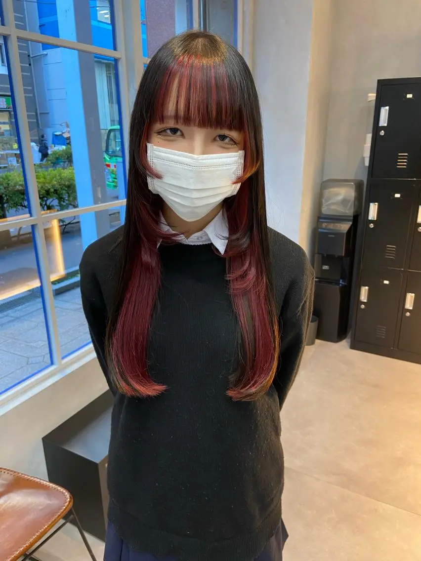 ロング カラー インナーカラー レッドカラー カット ヘアカラー トリートメント レイヤー💧艶髪 💧Syotaのヘアスタイル