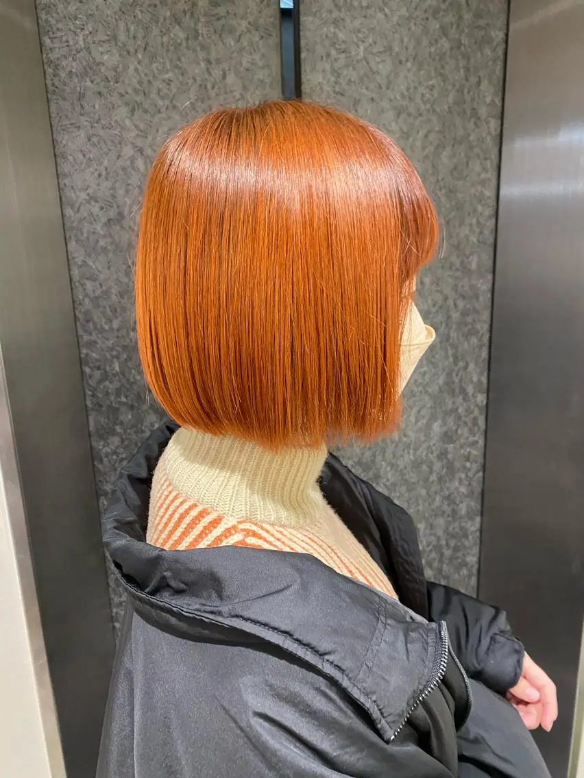ショート カラー ヘアアレンジ オレンジ ピンクカラー ボブ ヘアカラー ボブ /ニュアンス/ satomi🧸💖のヘアスタイル