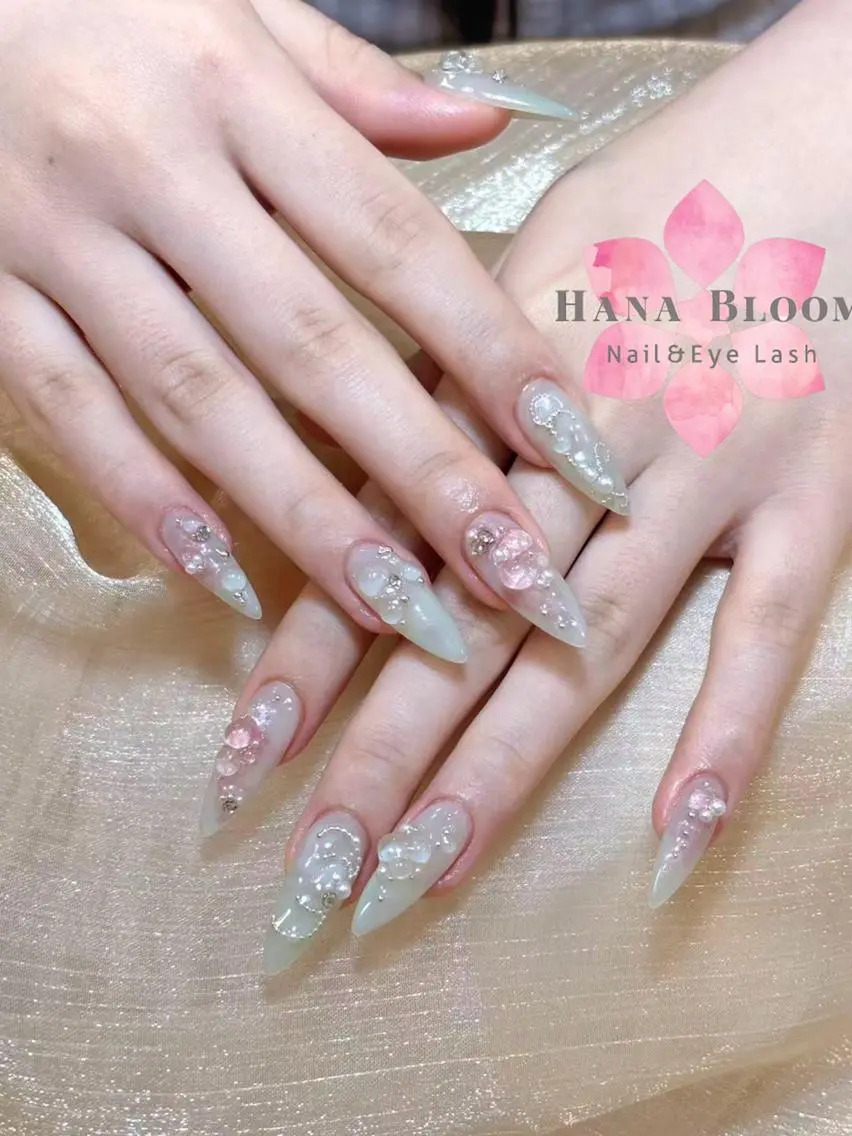 ネイル 長さ出し フットネイル 韓国ネイル マグネットネイル 持ち込み Hana Bloom Nail Salonのネイルデザイン