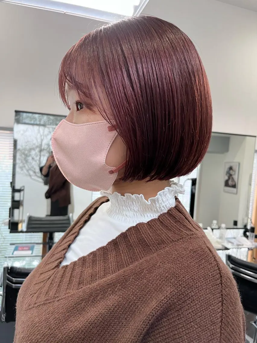 ショート ピンクブラウン 似合わせパーマ/ 山本銀次郎のヘアスタイル
