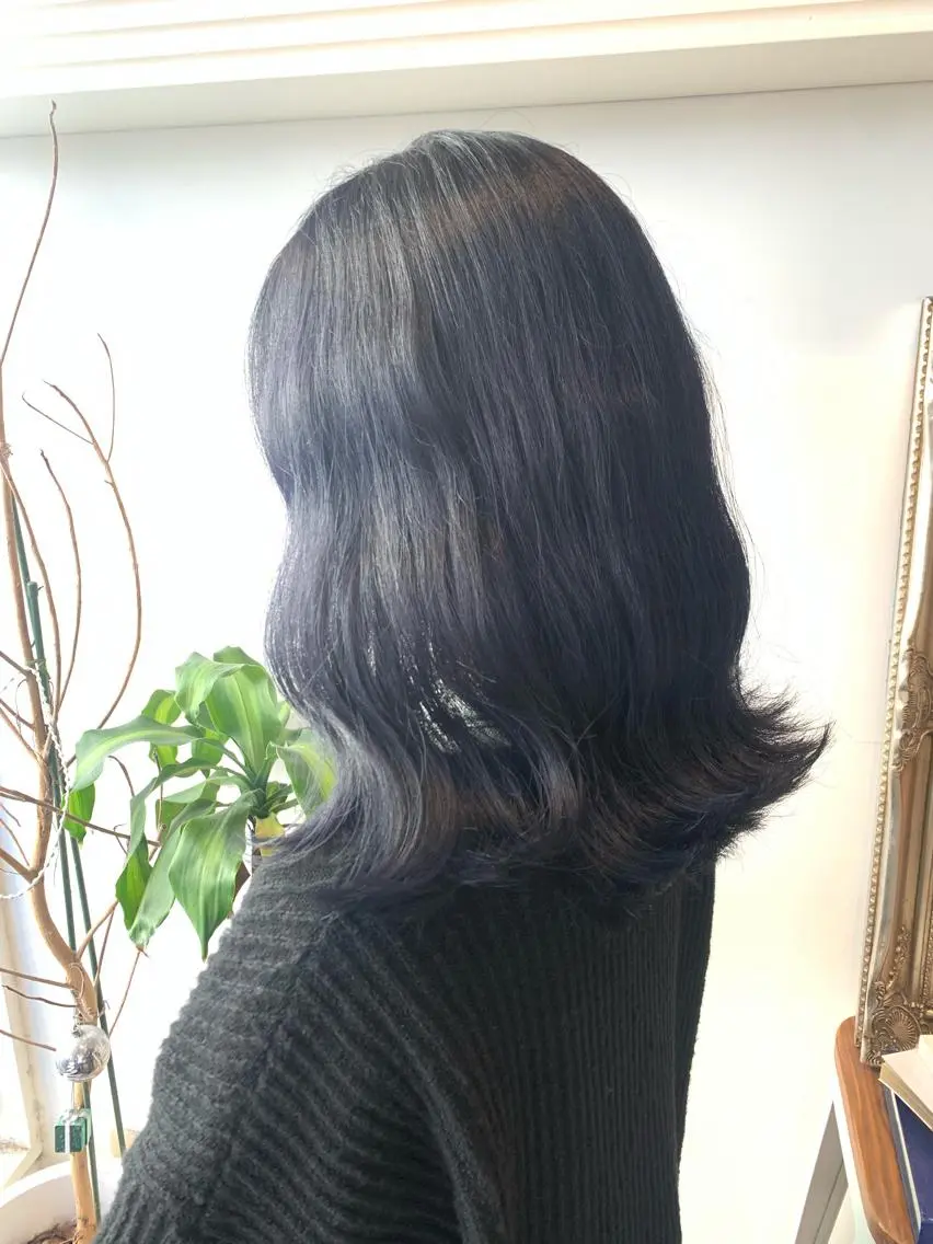 ミディアム カラー ヘアアレンジ アッシュ ブルーカラー ブルージュ ネイビーカラー ヘアカラー トリートメント ヘッドスパ ヘアセット 大宮/山口 竣也のヘアスタイル