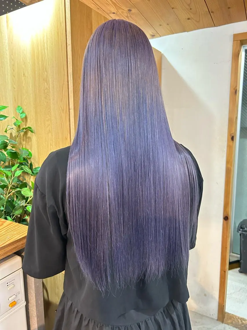 ロング カラー ラベンダーカラー カット ヘアカラー トリートメント 🧸艶々韓国ヘア 🧁mizunaのヘアスタイル