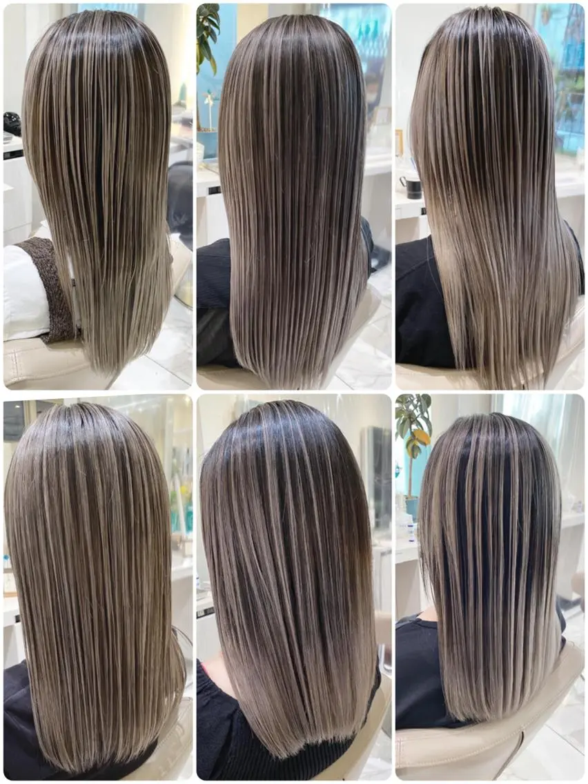 セミロング カラー 髪質改善 ヘアカラー トリートメント 井上 美蘭のヘアスタイル