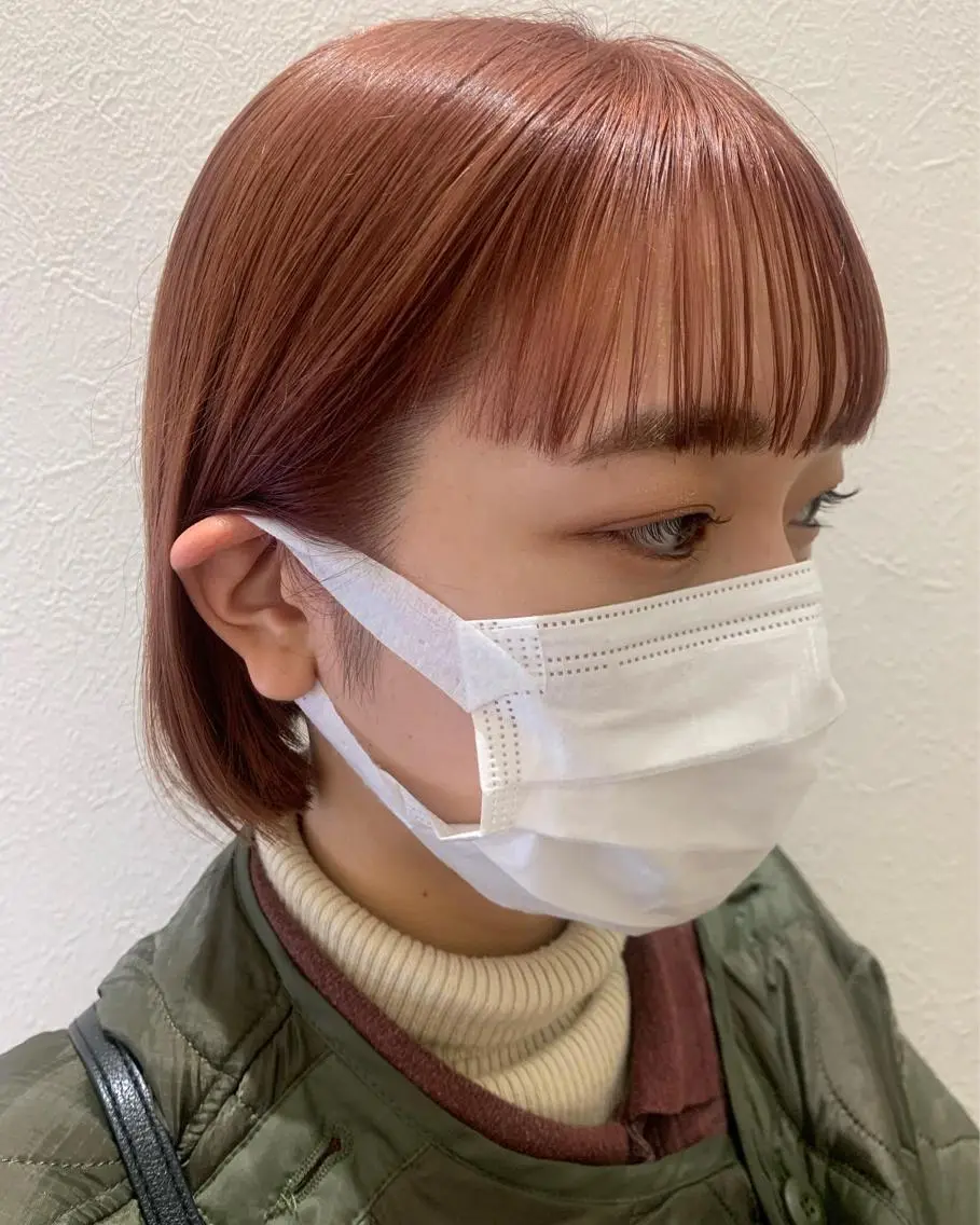 ショート カラー ベージュカラー ブリーチ ピンクカラー ピンクベージュ ボブ カット ヘアカラー トリートメント hubhair レイヤー/透明感のヘアスタイル