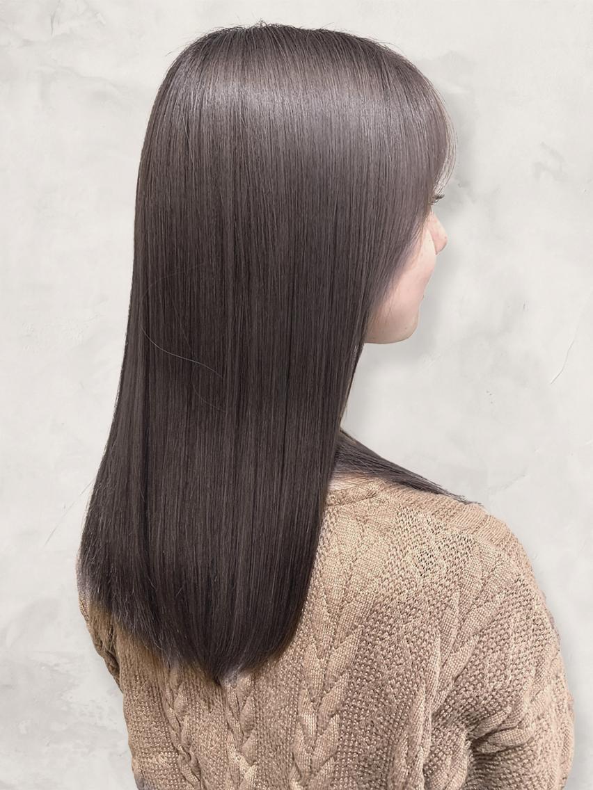 ロング カラー グレージュ 顔周りカット 髪質改善 レイヤーカット 小顔カット カット ヘアカラー トリートメント グレージュ×レイヤー 藤生 和宏のヘアスタイル