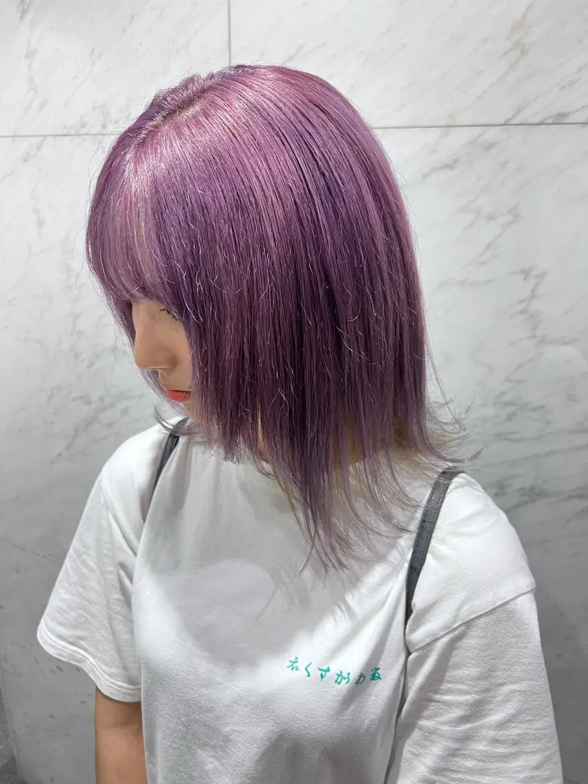 ショート カラー ブリーチ パープルカラー シルバー ベイリコルド　アトリ 店長　宮城一真のヘアスタイル