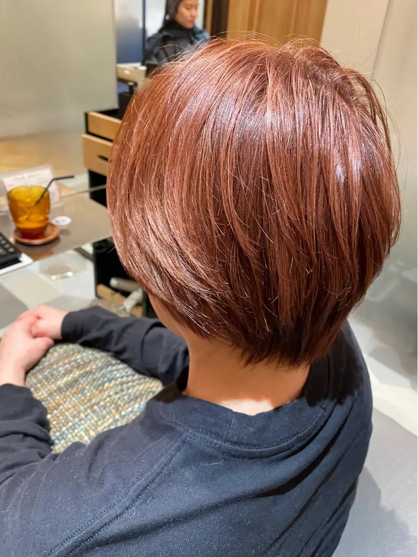 ショート カラー ブラウンカラー ハイライトカラー ピンクカラー ピンクブラウン ハイライト 🌈🌸あおき みちる🌟💗のヘアスタイル