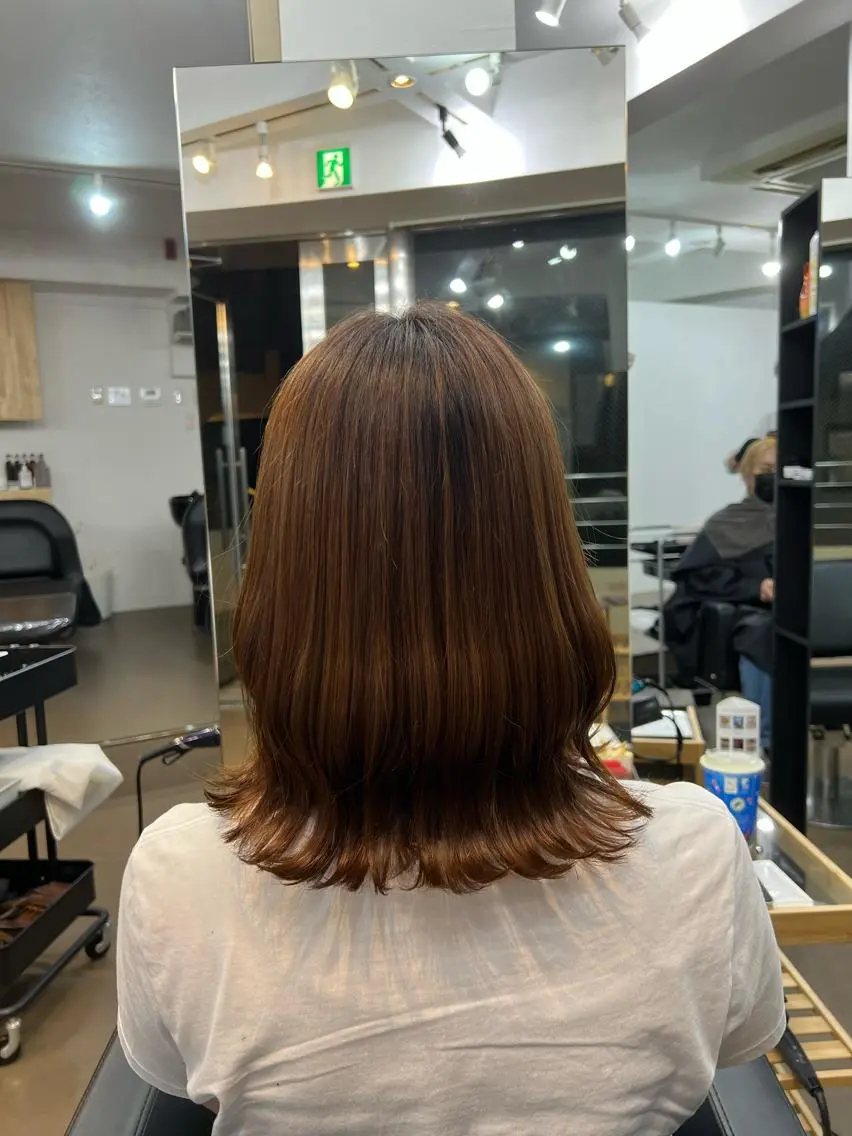 ミディアム カラー ブリーチ ケアブリーチ ダブルカラー ハイライトカラー イルミナカラー 神戸ボブ✂️ ioe三宮/田 伸佳のヘアスタイル