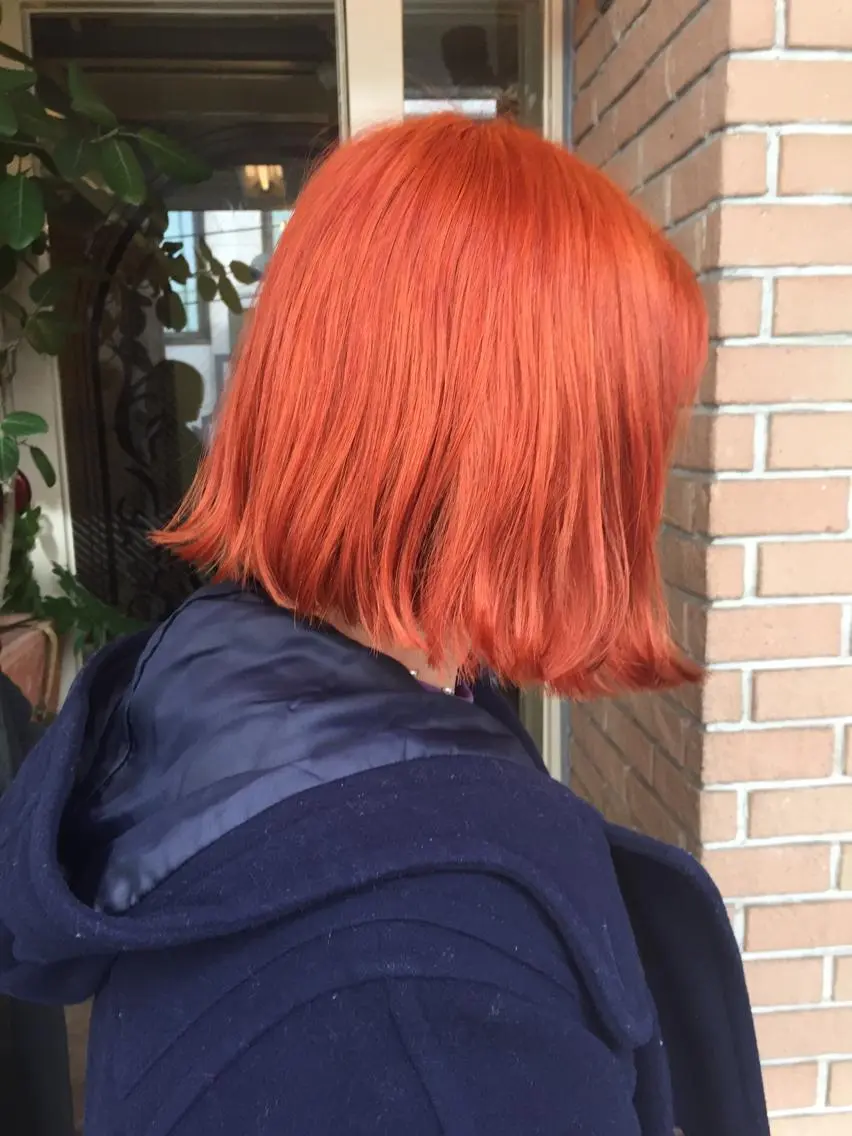 ショート カラー ダブルカラー オレンジ サロンドミルク 原宿のヘアスタイル
