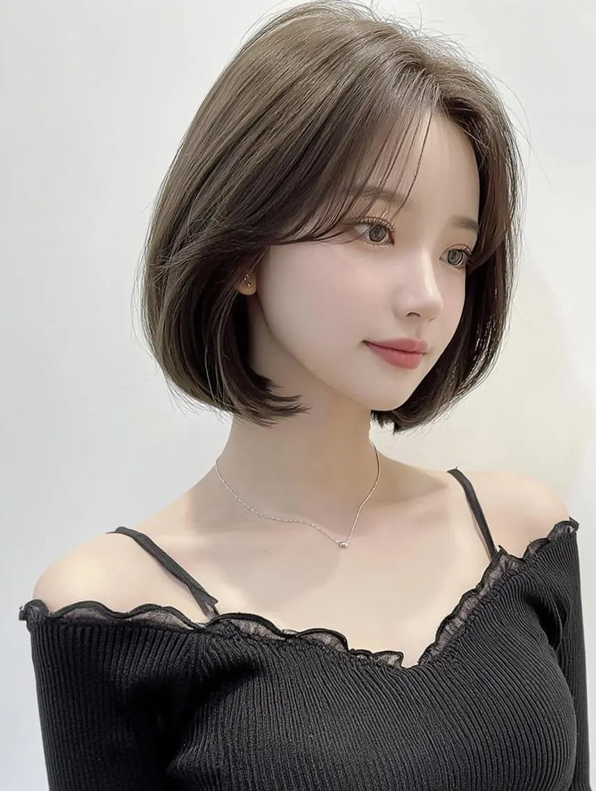 ミディアム 顔周りカット 髪質改善 韓国風ヘア レイヤーカット カット ヘアカラー FOCUS JAPAN4のヘアスタイル