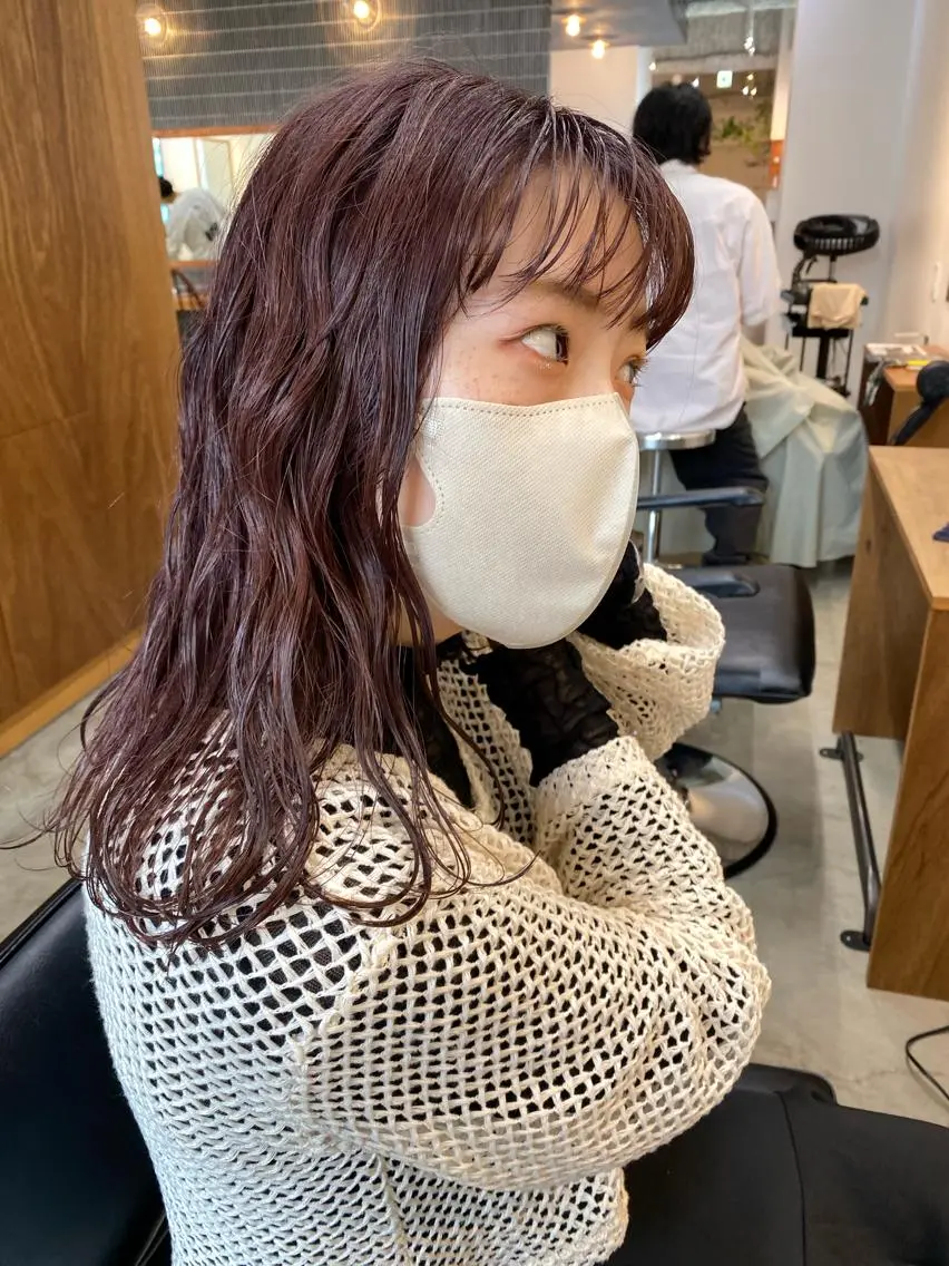 ミディアム カラー ラベンダーカラー ピンクカラー ピンクラベンダー 砂原 ひよりのヘアスタイル