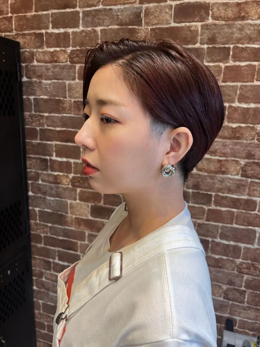 ショート カラー パーマ ヘアアレンジ メンズ キッズ ネイル マツエク・マツパ アイブロウ メンズパーマ ブラウンカラー ケアカラー 透明感カラー ピンクカラー 久木原 ゆりのヘアスタイル