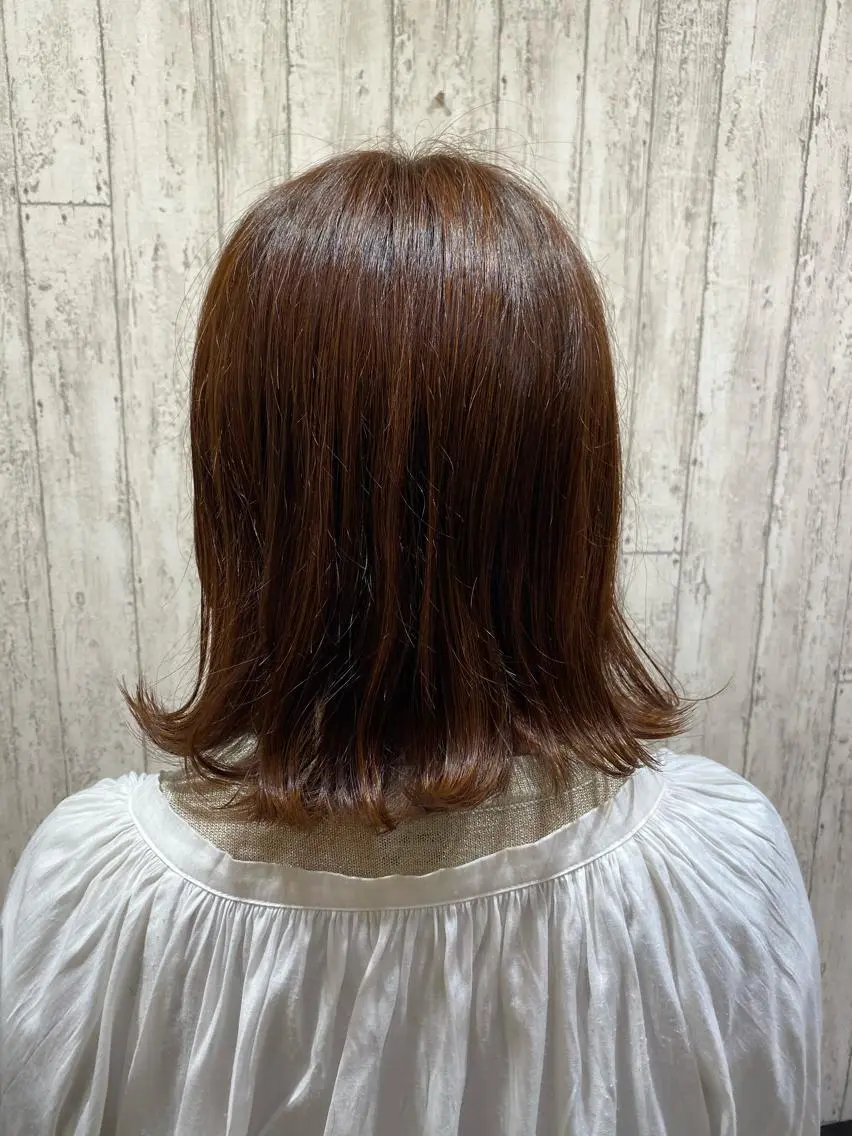 ミディアム オレンジブラウン カット ヘアカラー トリートメント 🦋店長🦋 ほんさわ みずきのヘアスタイル