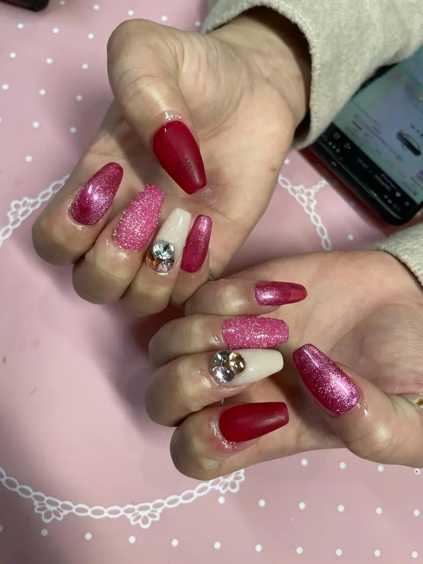 ミディアム ネイル マグネットネイル マットネイル ストーンネイル ハンドネイル 《LB》ラブリエ Nail&eyeのマツエク・マツパデザイン
