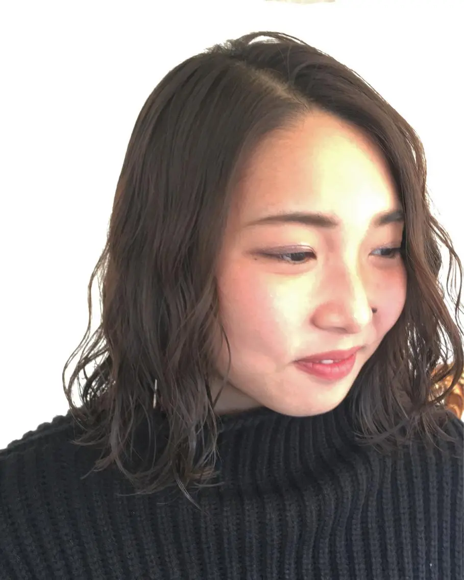 ミディアム カラー パーマ ヘアアレンジ アッシュ ダークアッシュ エグチ アキラのヘアスタイル