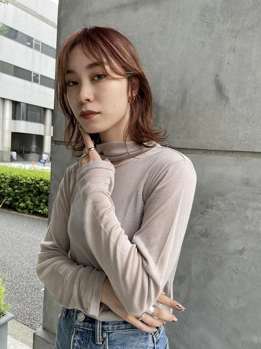 ミディアム カラー カット ヘアカラー トリートメント 一ノ瀬 暁のヘアスタイル
