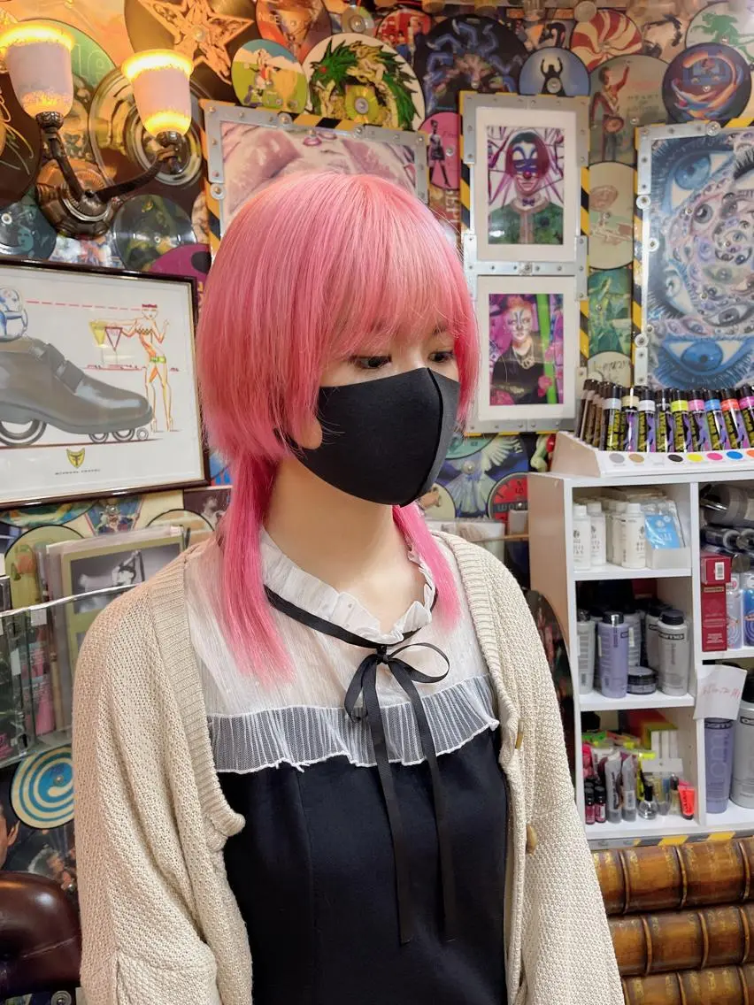 ショート カラー ヘアアレンジ マツエク・マツパ ブリーチ ケアブリーチ ハイトーンカラー ピンクカラー カラーマツエク 🌈派手髪エクステ ブレイズ🌈ひろとのヘアスタイル
