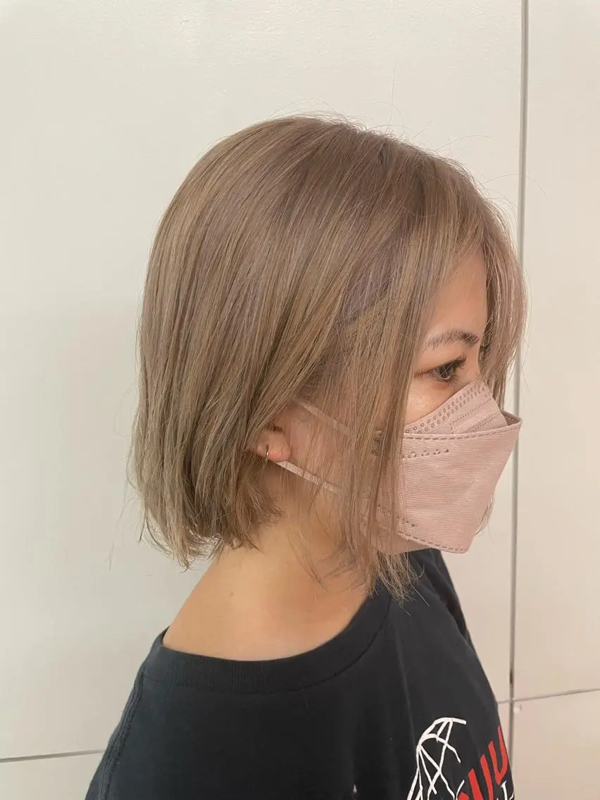 ショート カラー ブリーチ ブロンド ケアブリーチ 🌸 Miyuのマツエク・マツパデザイン