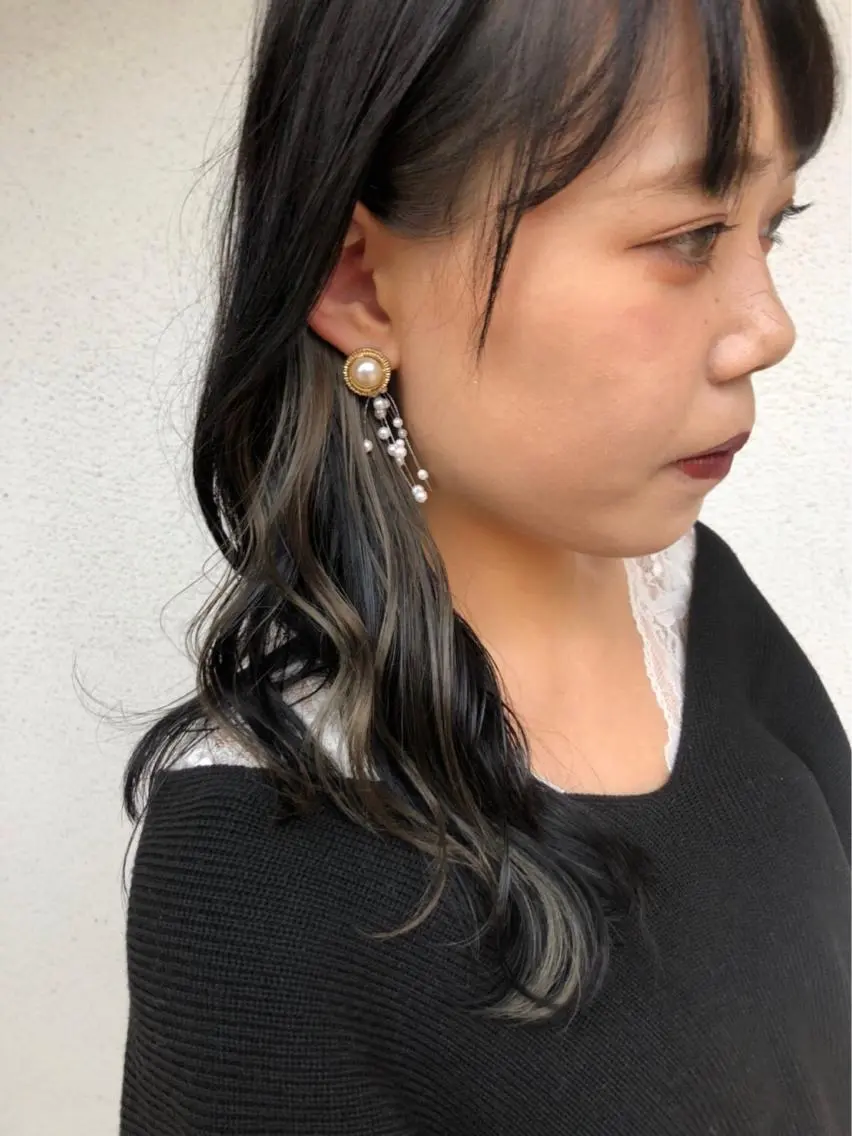 セミロング カラー ニュアンスパーマ/ レイヤー/茶屋町のヘアスタイル