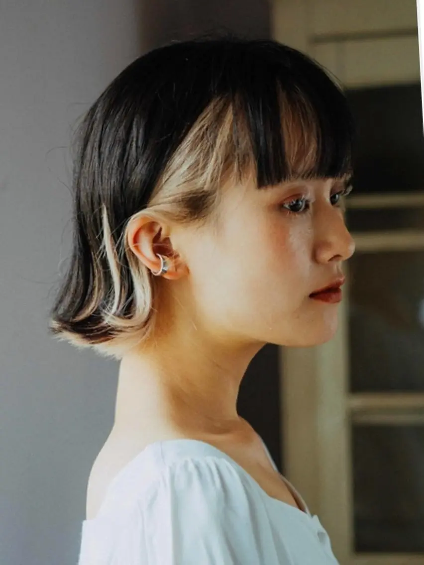 ミディアム カラー 酸性ストレート/ブリ ーチなしWカラー河本のヘアスタイル