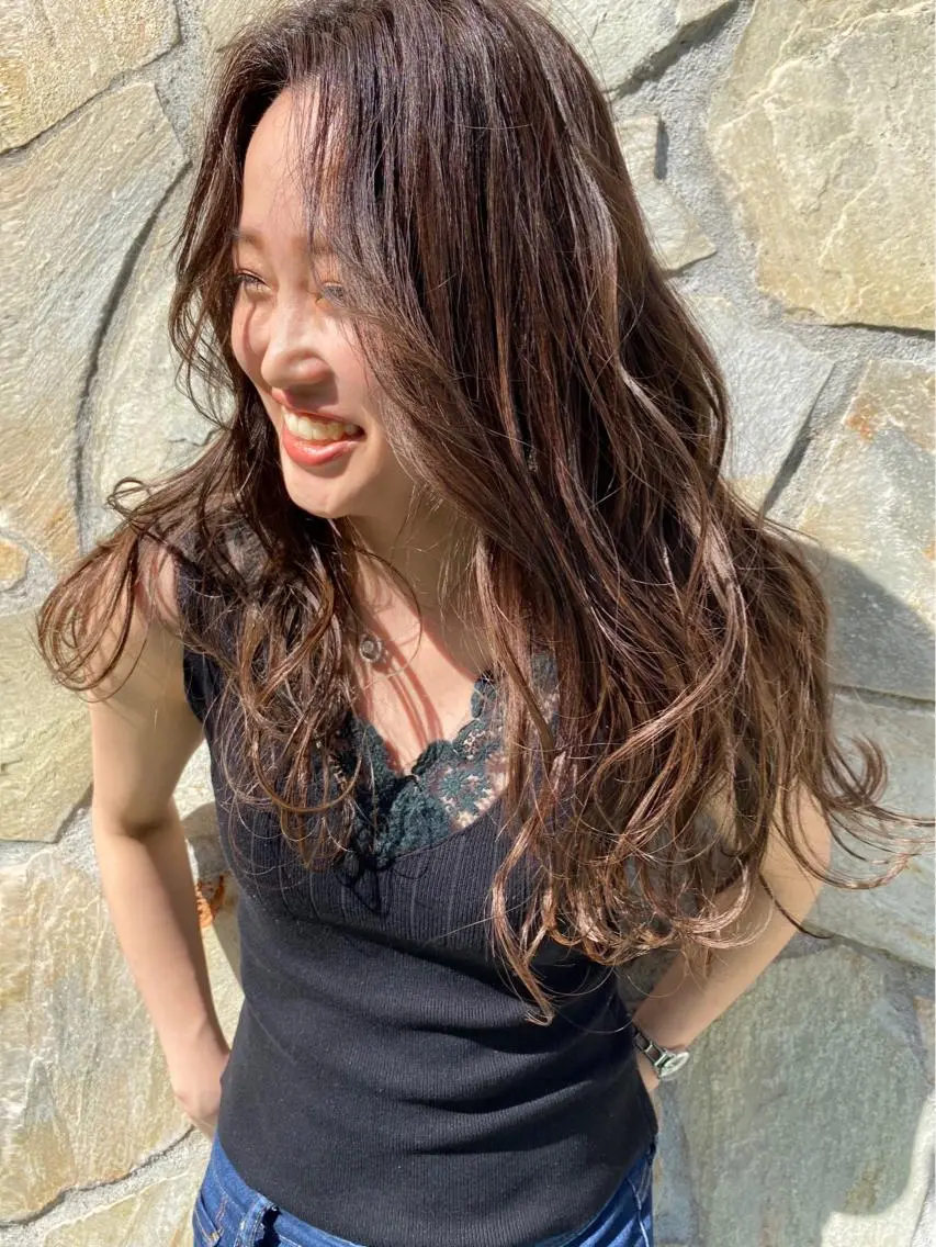 セミロング カラー ハイライトカラー ハイライト 田町駅徒歩5分 🌼fumiのヘアスタイル