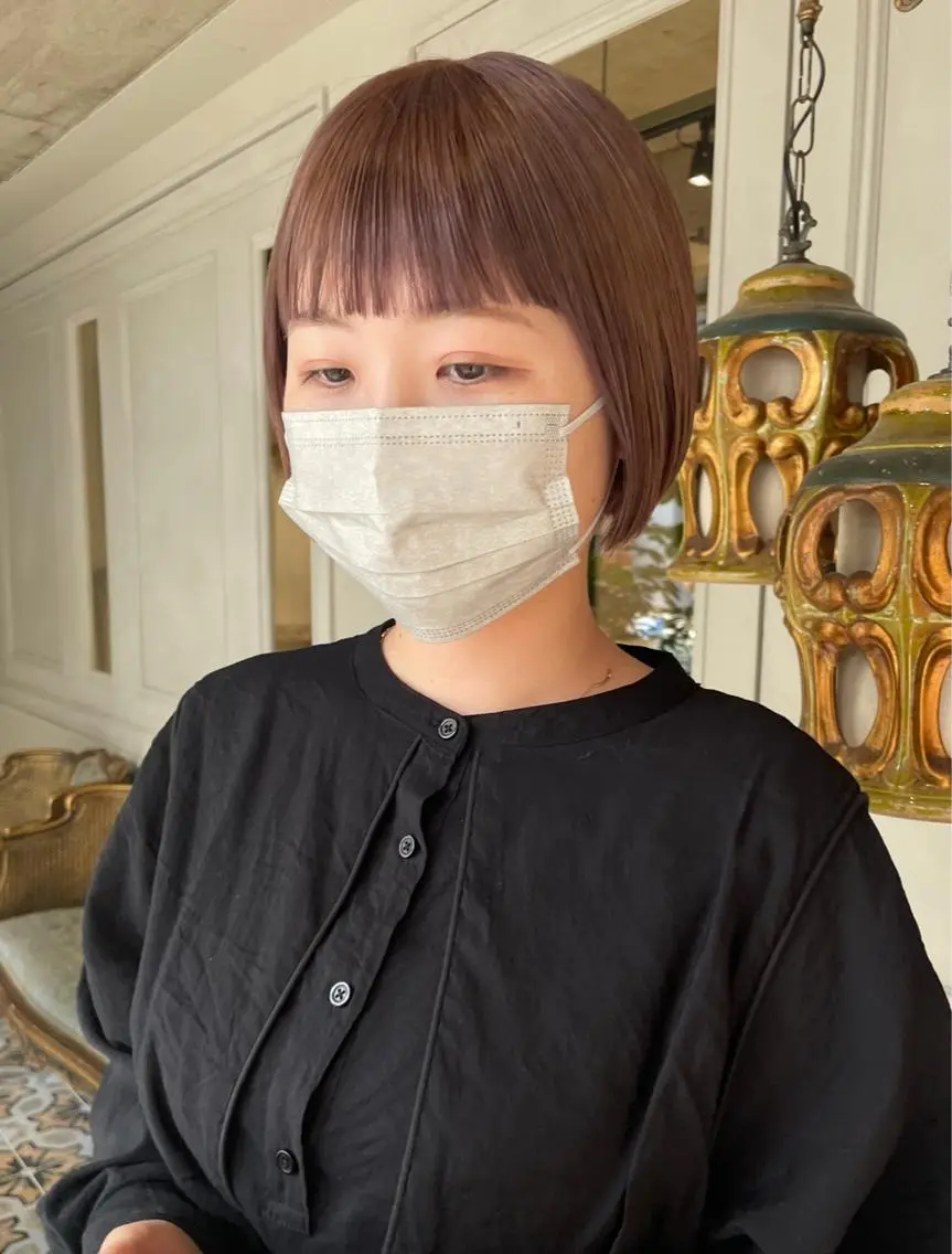 ミディアム カラー ベージュカラー ピンクカラー ボブ ベージュ🤎透明感 カラー🤎anriのヘアスタイル