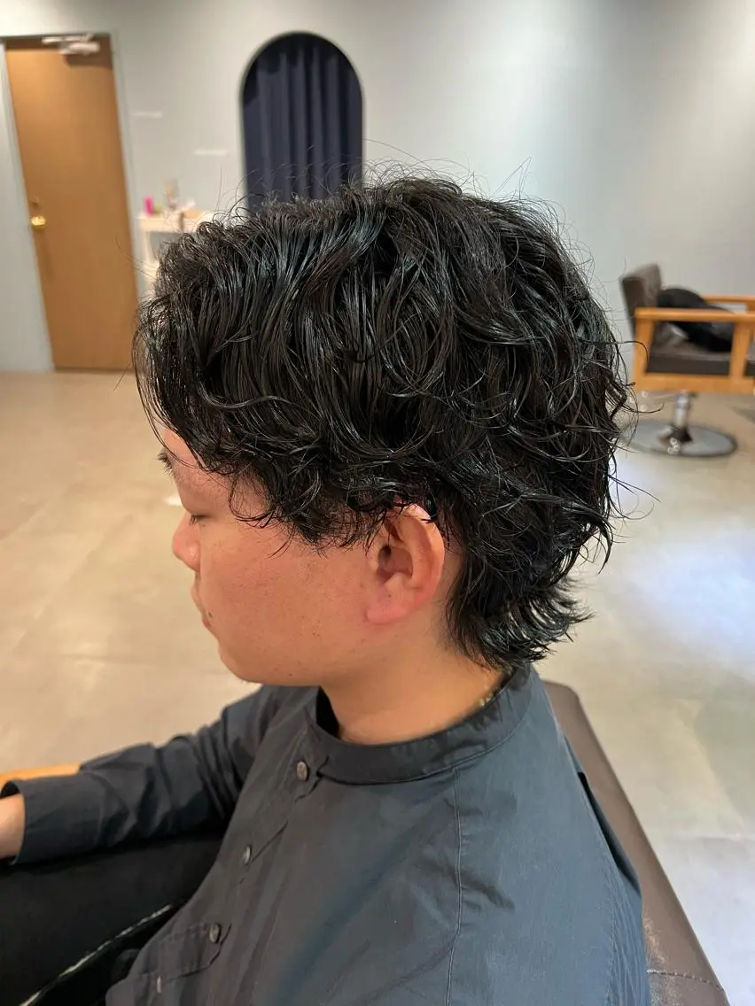 ショート パーマ メンズ カット パーマ トリートメント 中井 一葉のヘアスタイル