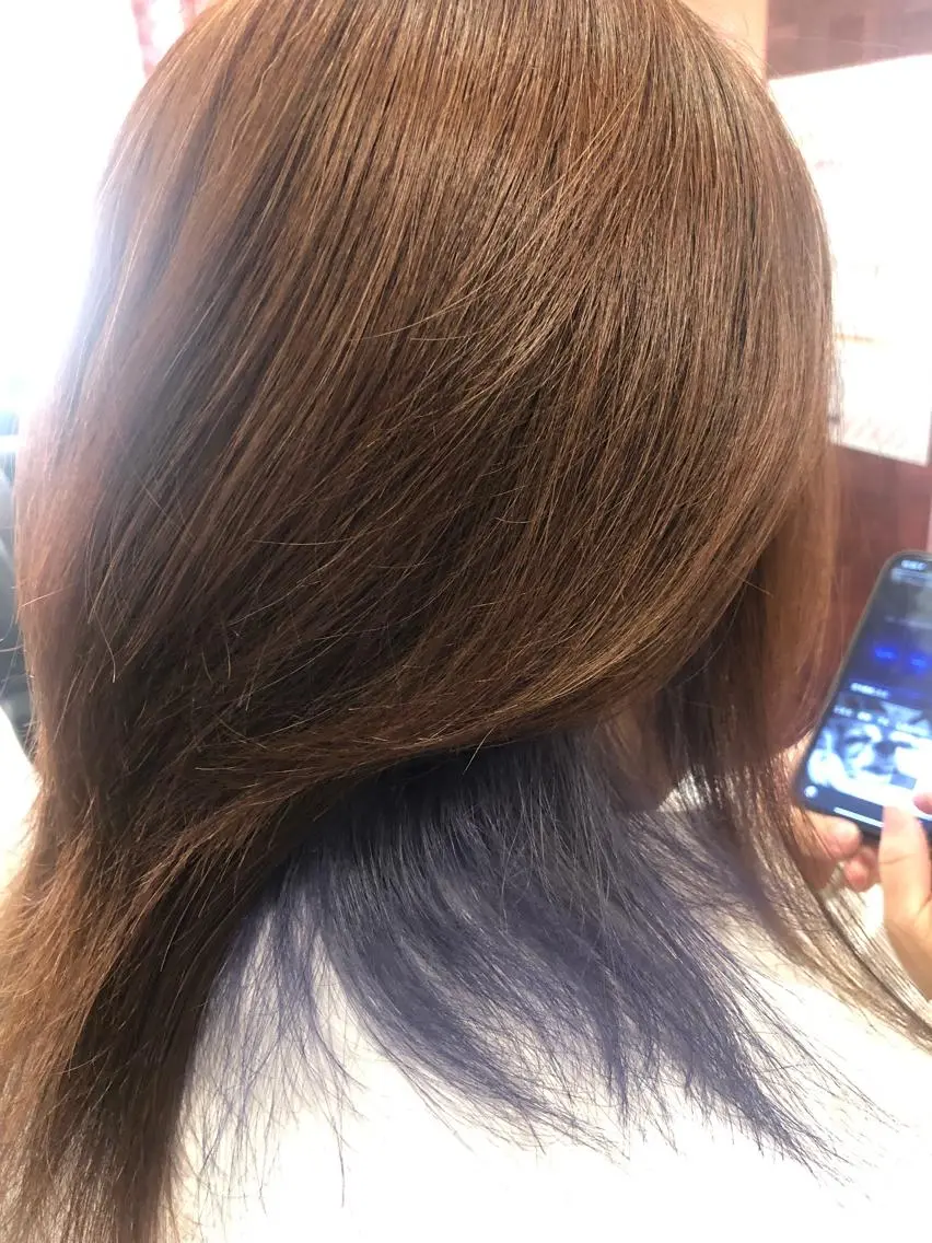 セミロング カラー ブルーカラー ラベンダーカラー ピンクカラー 織田 英之のヘアスタイル