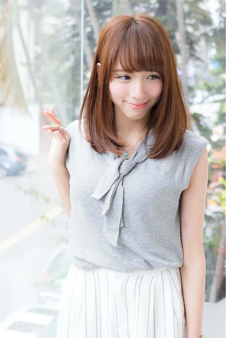 ミディアム セミロング カラー パーマ 髪質改善 ami byAbsoのヘアスタイル