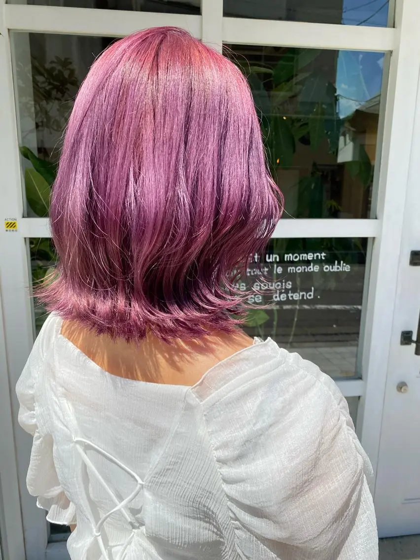 ミディアム カラー ピンクカラー バイオレットカラー わかばやし ゆうこのヘアスタイル