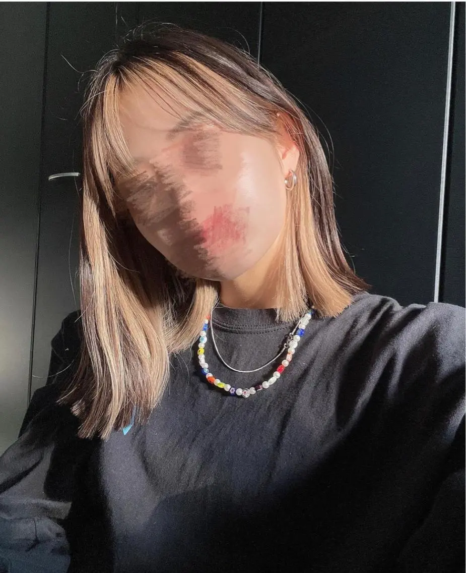 セミロング ミストバング カット ヘアカラー レイヤーカット 小林優のヘアスタイル