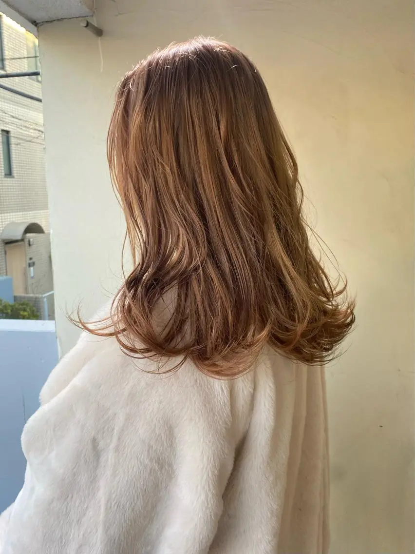 ミディアム カラー ヘアカラー ブリーチなしベージュ カラー✨Takeのヘアスタイル