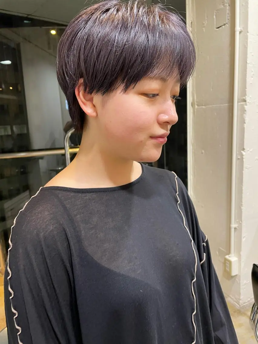 ショート カラー アッシュ アッシュブラック 黒髪 ショートヘア レイヤー/似合わせ TAKUYAのヘアスタイル