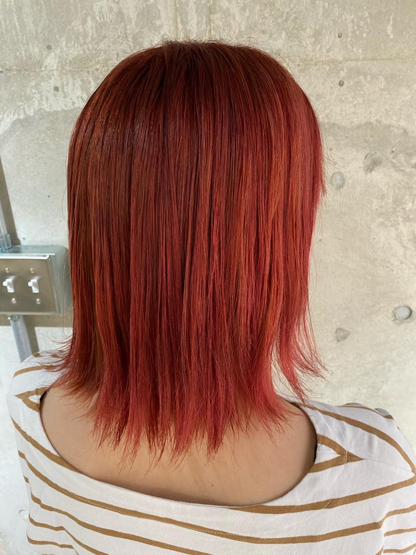ミディアム カラー ブリーチ ケアブリーチ ダブルカラー レッドカラー 【代表】笹沼 涼平のヘアスタイル