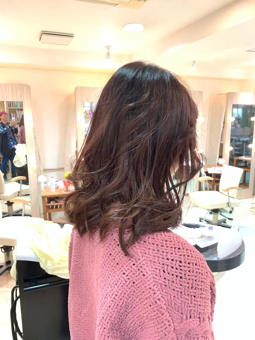 セミロング カラー パーマ カット パーマ トリートメント ヘッドスパ nishimura makotoのヘアスタイル
