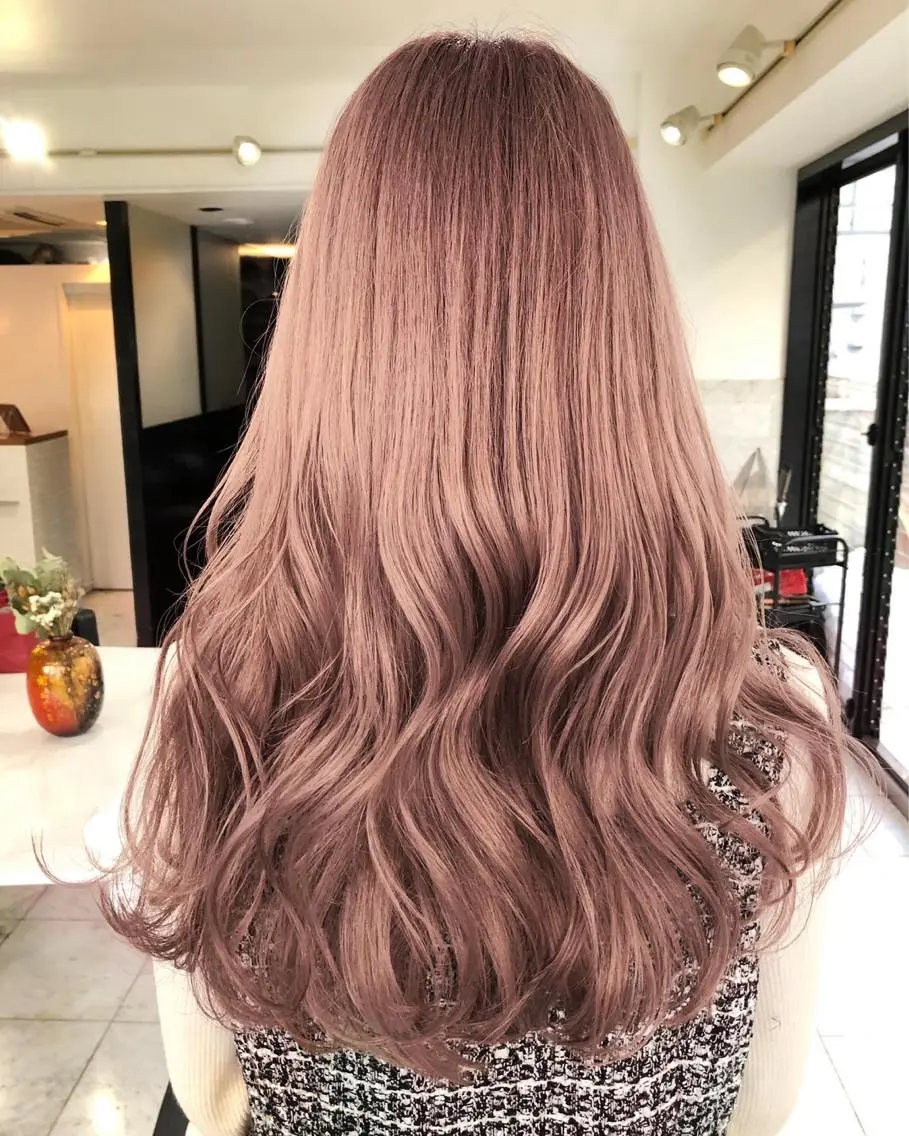 ロング カラー ベージュカラー ピンクカラー ピンクベージュ レイヤーカット BLend 渋谷のヘアスタイル