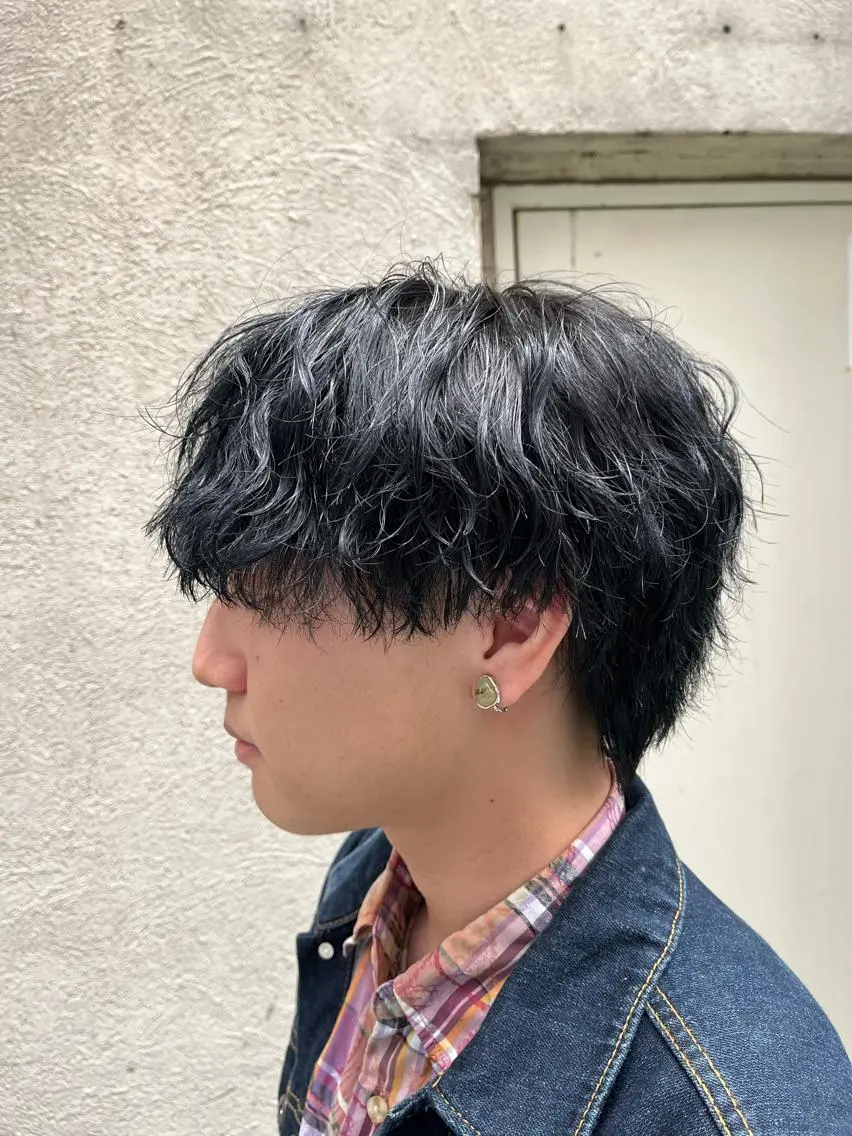 ミディアム パーマ メンズ カット パーマ トリートメント ヘアセット 🏆メンズヘア特化 🥇代表りんぺーのヘアスタイル