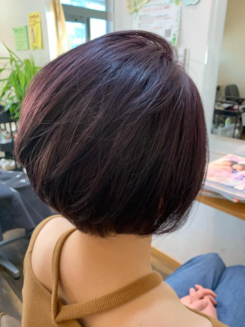 ショート カラー バイオレットカラー 石川 奈緒子のヘアスタイル
