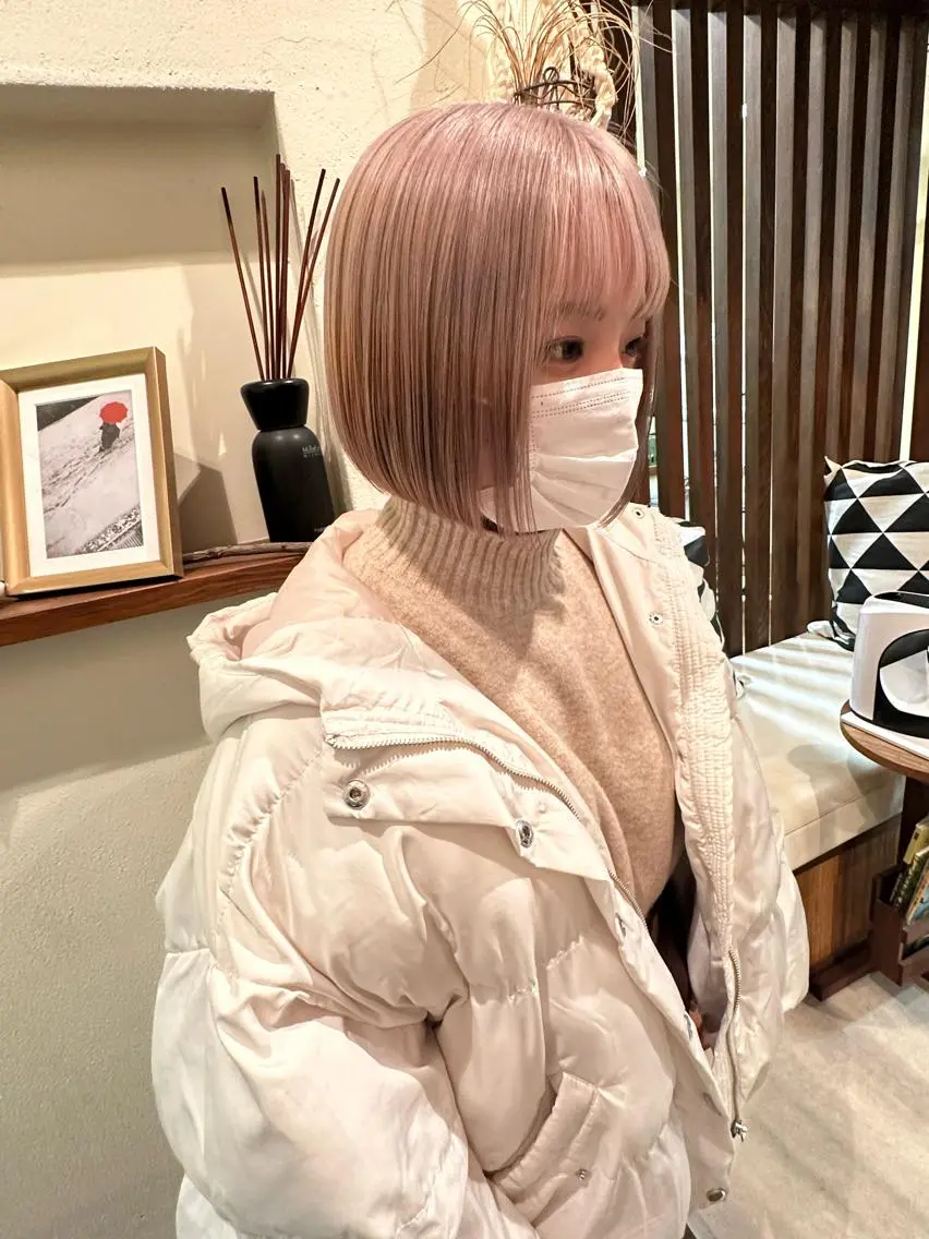 ミディアム カラー ヘアアレンジ ハイトーンカラー ボブ ヘアカラー トリートメント ✨レディース✨ 今だけカット￥０大石のヘアスタイル