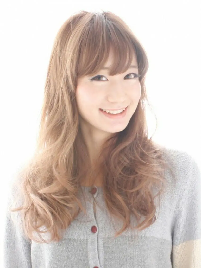 ロング セミロング カラー パーマ 韓国レイヤー柔らかい 地毛風縮毛矯正／マツのヘアスタイル
