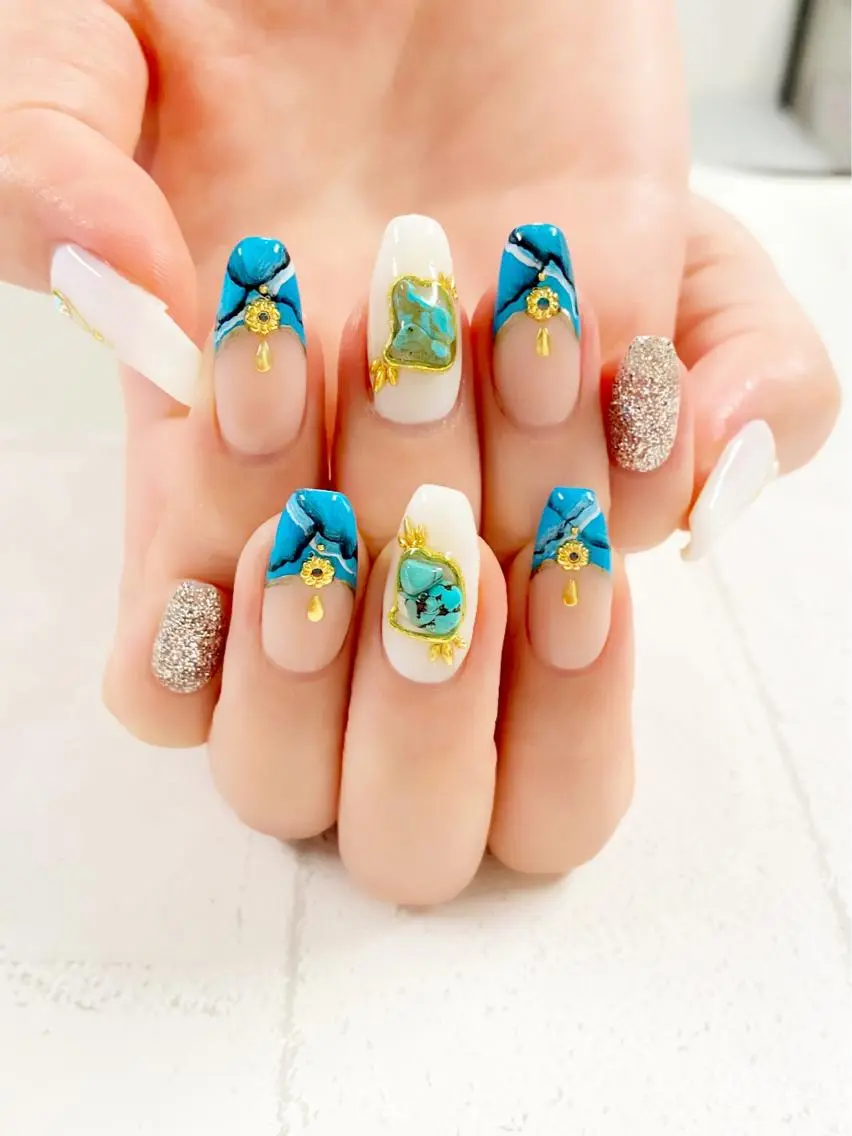 カラー ネイル スカルプネイル 夏ネイル KIREIE NAILSのネイルデザイン