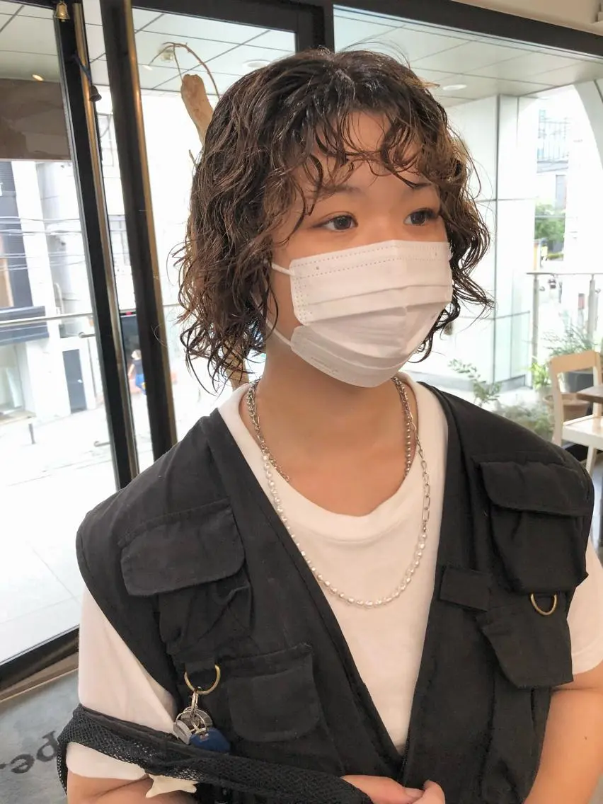 ショート パーマ ボブ カット パーマ 千葉 郁也のヘアスタイル