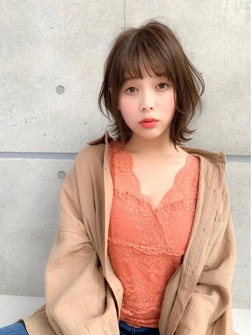 ショート カラー パーマ ヘアアレンジ レイヤーボブ/ボブ 仲川和人のヘアスタイル
